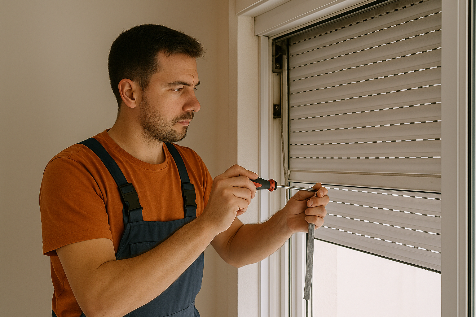fabbro ripara una tapparella